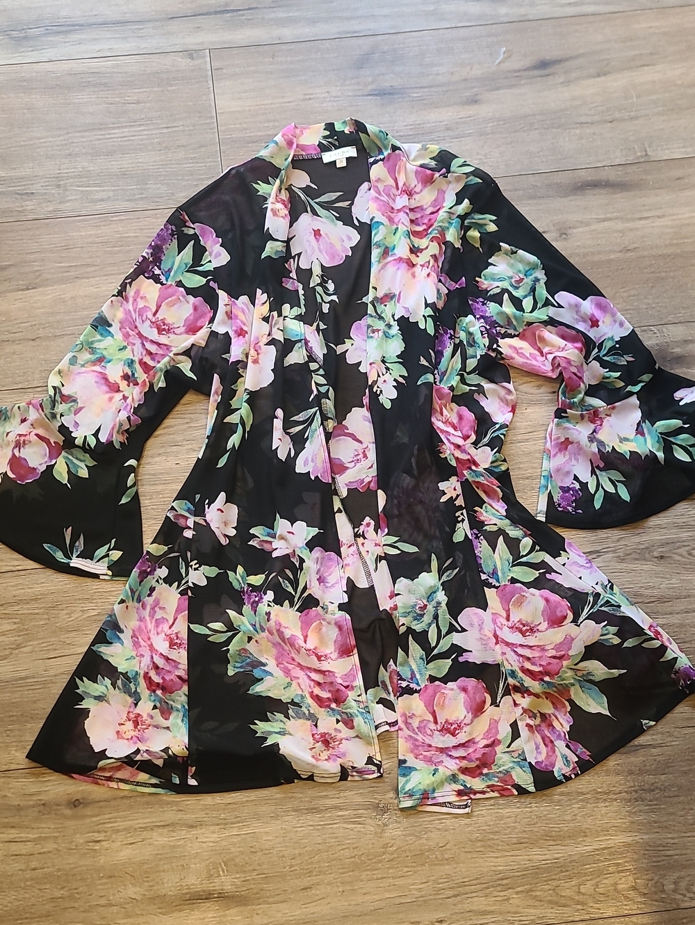 Laura Plus Floral Sheer Kimono Cardigan Size 2X EUC